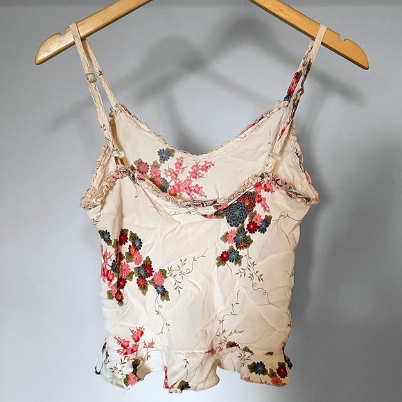 Lucy Love Boho floral copped tank top with side tie (Medium) - Picture 3 of 9